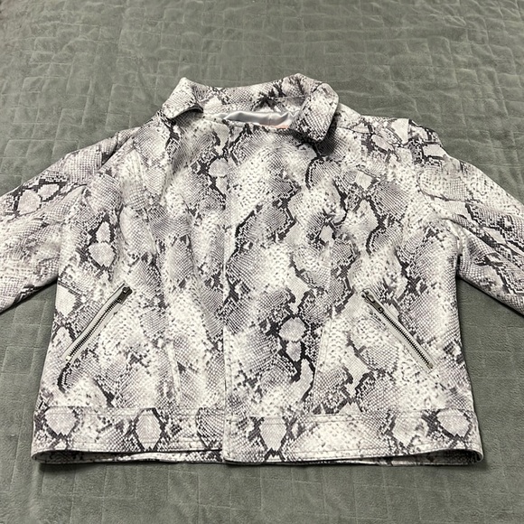 NWT Philosophy Snakeskin Jacket, Blazer, White, Gray, Moto, Faux Leather, Size M - Picture 3 of 10